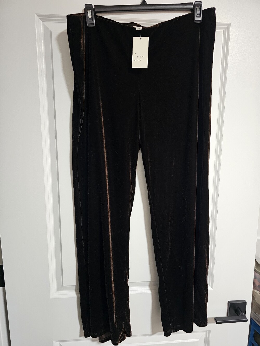 Chocolate Brown Velvet Wide-Leg Pants